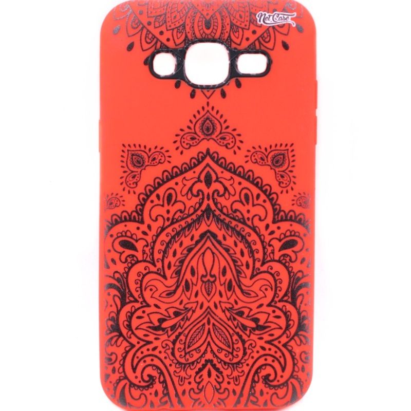 Capa Netcase Borracha para Samsung Galaxy J5 - Mandala Black & White Vermelho