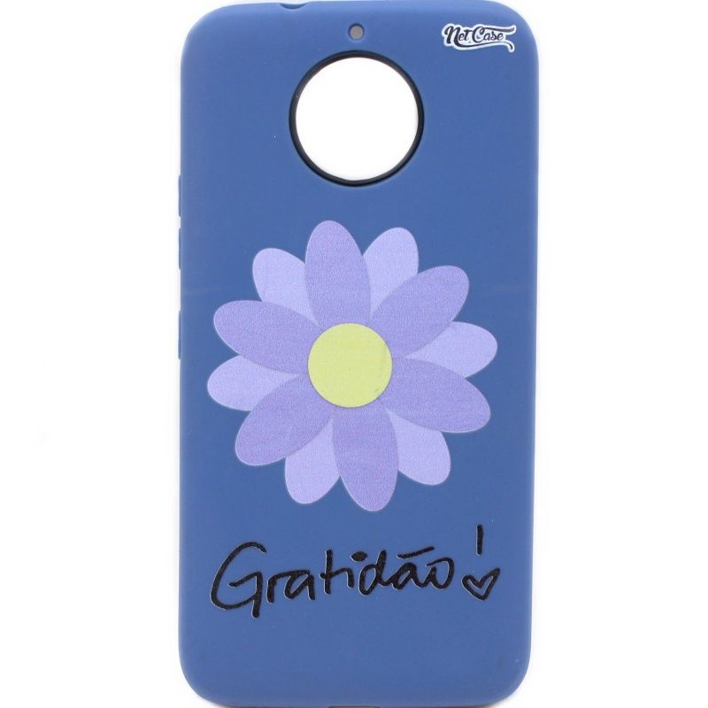 Capa Netcase Borracha para Motorola Moto G5S Plus - Gratidão! Azul Marinho