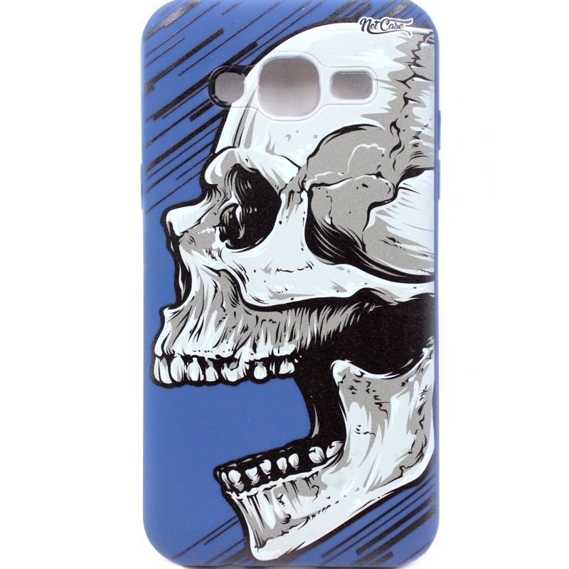 Capa Netcase Borracha para Samsung Galaxy J5 - Skull Laughing Azul Marinho