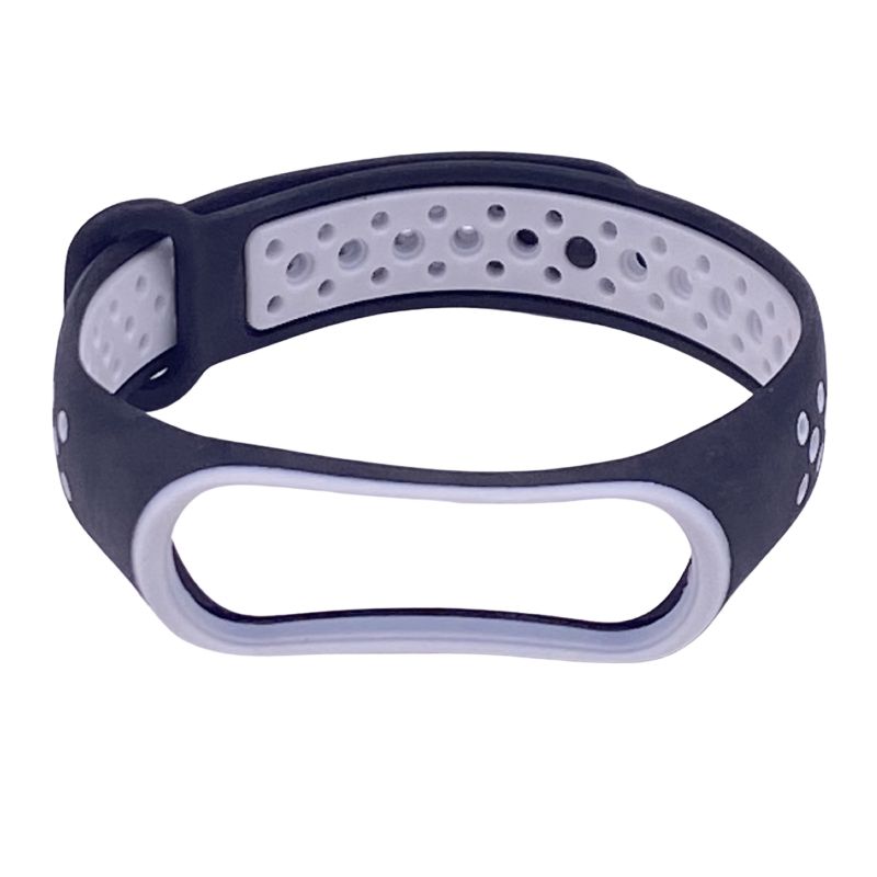Pulseira Furadinha para Relógio Mi Band 4 - Preto c/ Branco