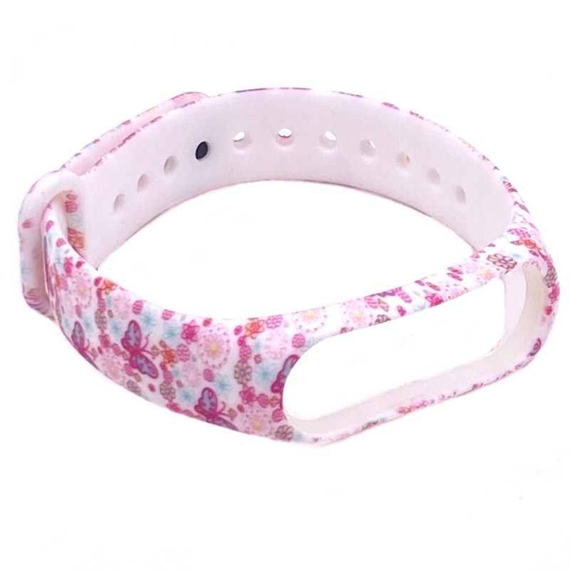 Pulseira Estampada para Relógio Mi Band 3/4 - Florzinhas e Borboletas