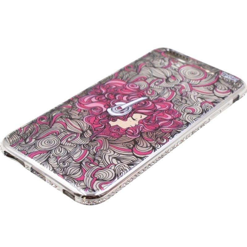 Capa Netcase Metálica com Strass Flexível - Girl DJ Prata