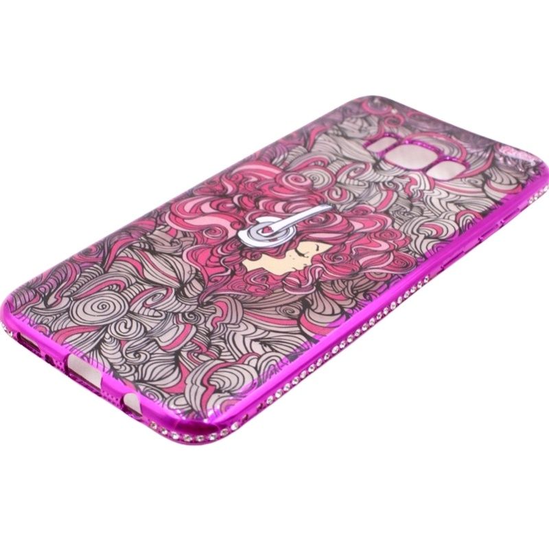 Capa Netcase Metálica com Strass Flexível - Girl DJ Pink p/ Galaxy S8 Plus