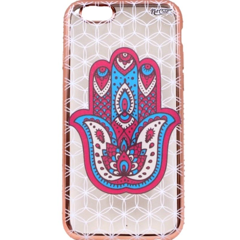 Capa Netcase Metálica com Strass Flexível - Hamsá Vermelho e Azul p/ IPhone 6/6s Bonze 