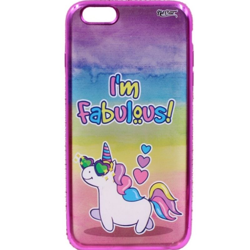 Capa Netcase Metálica com Strass Flexível - I'M Fabulous! Pink p/ IPhone 6 Plus