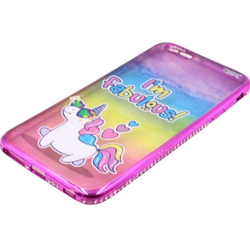Capa Netcase Metálica com Strass Flexível - I'M Fabulous! Pink p/ IPhone 6 Plus