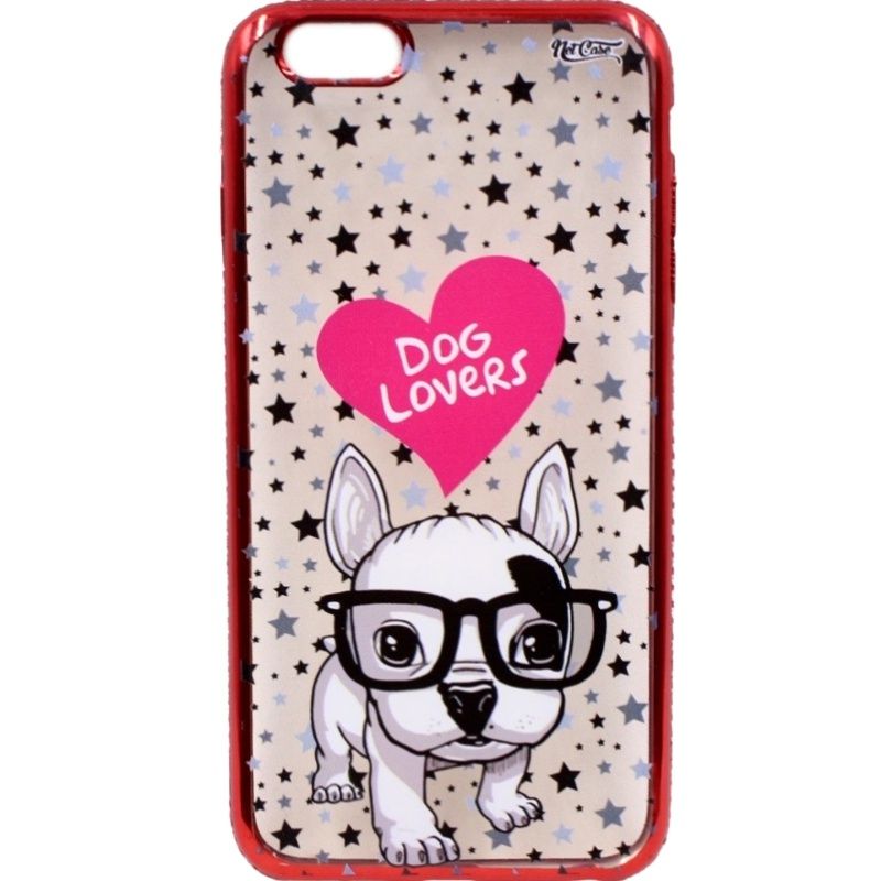 Capa Netcase Metálica com Strass Flexível - Dog Lovers Vermelho p/ IPhone 6 Plus