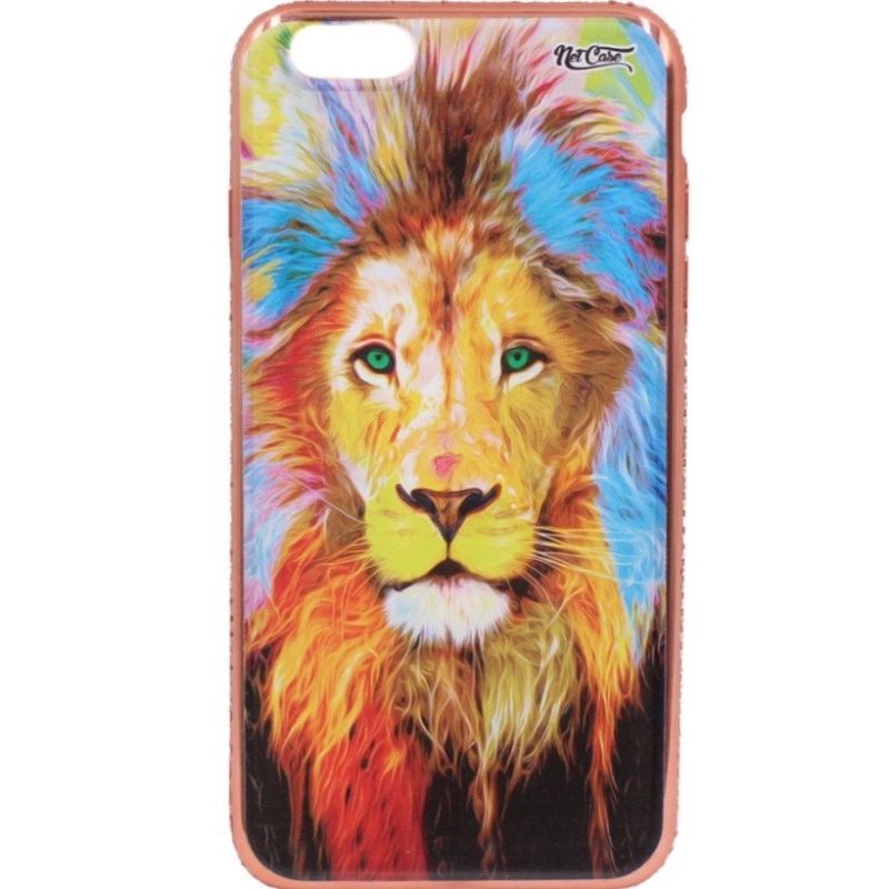 Capa Netcase Metálica com Strass Flexível - Leão Colors Bronze p/ IPhone 6 Plus