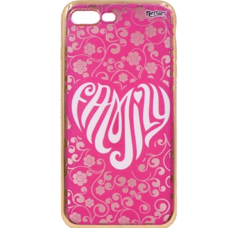 Capa Netcase Metálica com Strass Flexível - Flores Family Dourado p/ IPhone 7 Plus/8 Plus