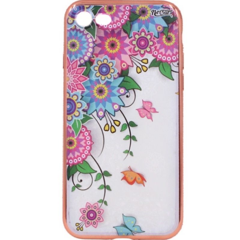 Capa Netcase Metálica com Strass Flexível -  Arranjo Floral Bronze p/ IPhone 7G/8G