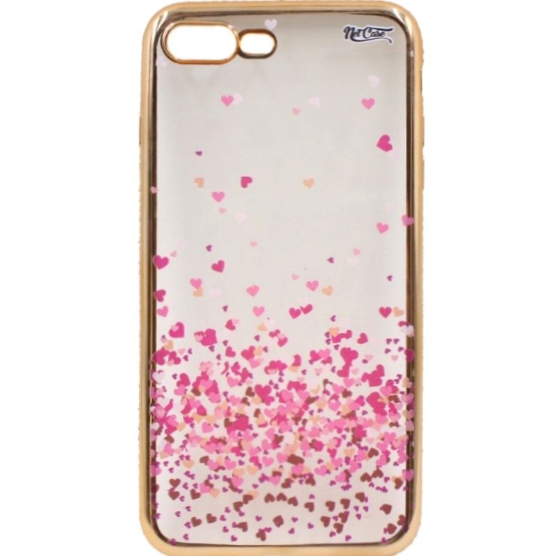 Capa Netcase Metálica com Strass Flexível - Coraçõezinhos Outono Dourado p/ IPhone 7 Plus/8 Plus