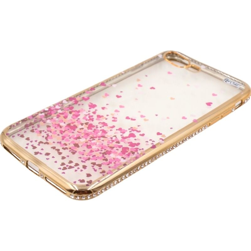 Capa Netcase Metálica com Strass Flexível - Coraçõezinhos Outono Dourado p/ IPhone 7 Plus/8 Plus