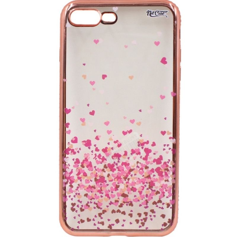 Capa Netcase Metálica com Strass Flexível - Coraçõezinhos Outono Bronze p/ IPhone 7 Plus/8 Plus