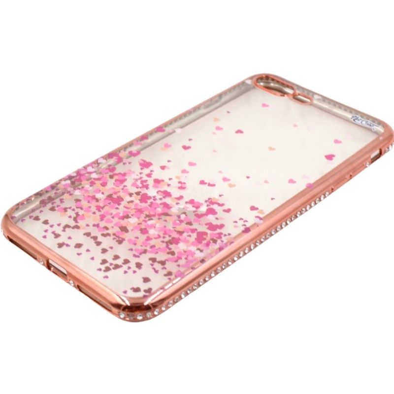 Capa Netcase Metálica com Strass Flexível - Coraçõezinhos Outono Bronze p/ IPhone 7 Plus/8 Plus