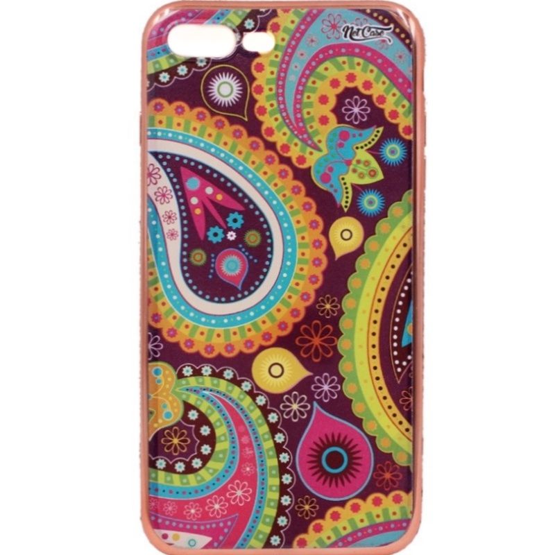 Capa Netcase Metálica com Strass Flexível - Mandala Paisley Bronze p/ IPhone 7 Plus/8 Plus