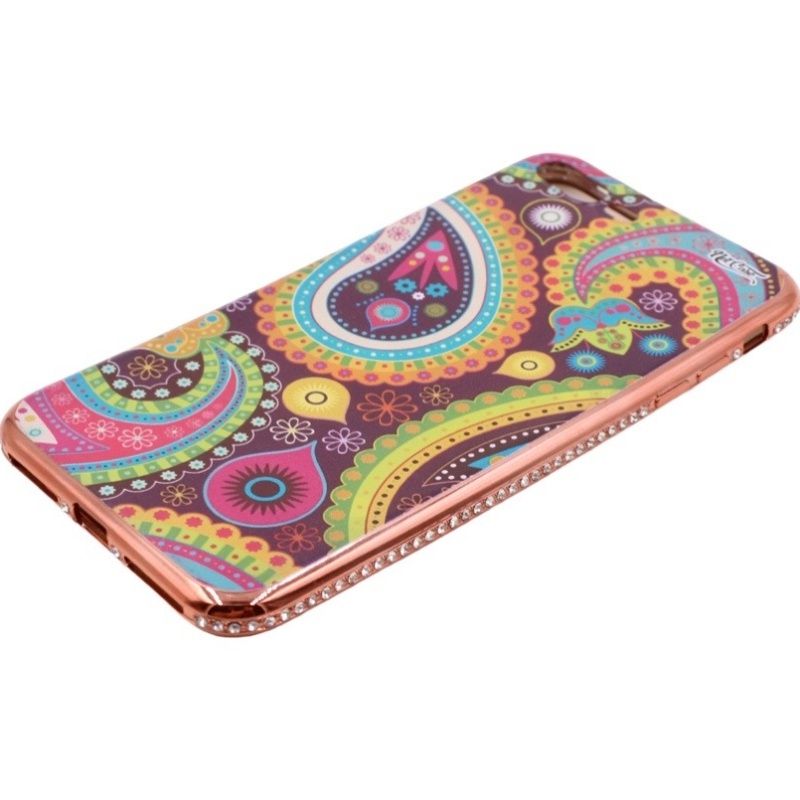 Capa Netcase Metálica com Strass Flexível - Mandala Paisley Bronze p/ IPhone 7 Plus/8 Plus