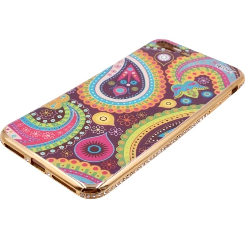 Capa Netcase Metálica com Strass Flexível - Mandala Paisley Dourado