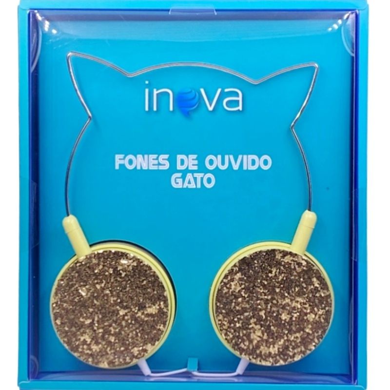Fone de Ouvido - Headphone Inova Fon-7432 - Dourado