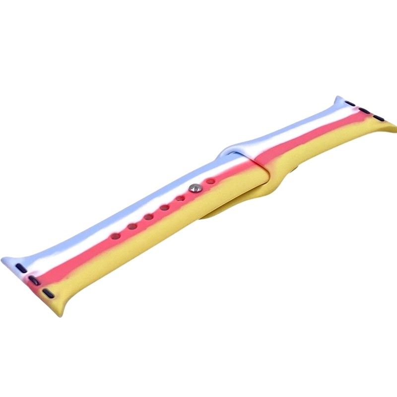 Pulseira Silicone Arco Íris 38/40mm - Azul, Branco, Rosa, Amarelo