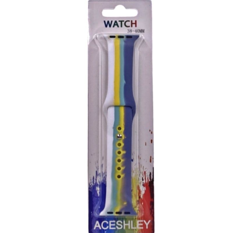 Pulseira Silicone Arco Íris 38/40mm - Branco, Amarelo, Verde Água, Azul