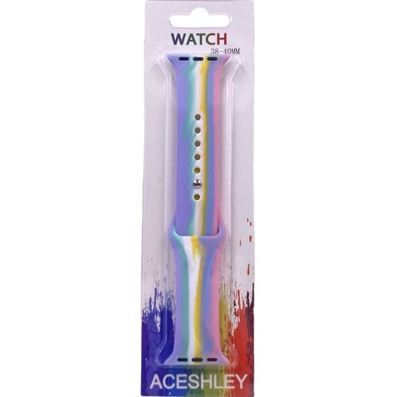 Pulseira Silicone Arco Íris 38/40mm - Lilás, Verde, Branco, Amarelo, Azul, Rosa