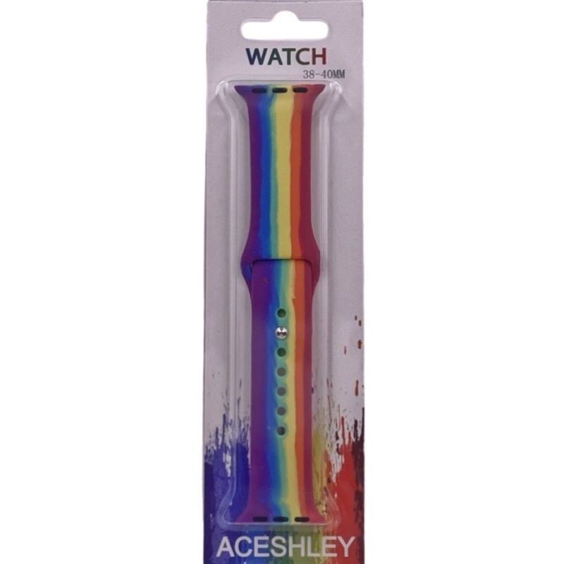 Pulseira Silicone Arco Íris 38/40mm - Violeta, Azul, Verde, Amarelo, Laranja, Vermelho