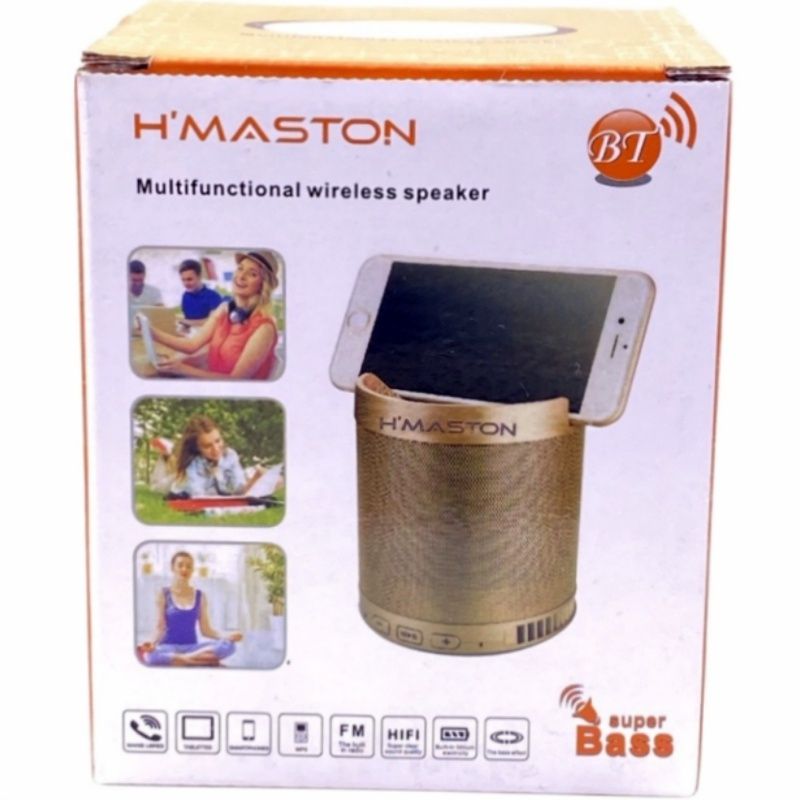 Caixa de Som Bluetooth Multifuncional Suporte H'Maston HF-Q3 - Dourado
