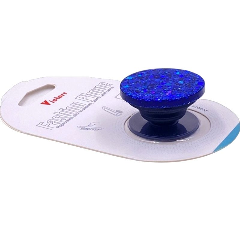 Suporte Pop Socket Brilho - Efeito Confete Azul / Azul Royal