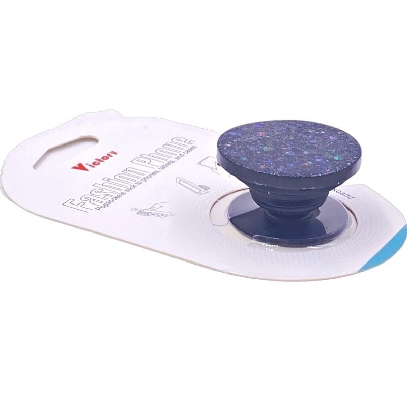 Suporte Pop Socket Brilho - Efeito Confete Preto