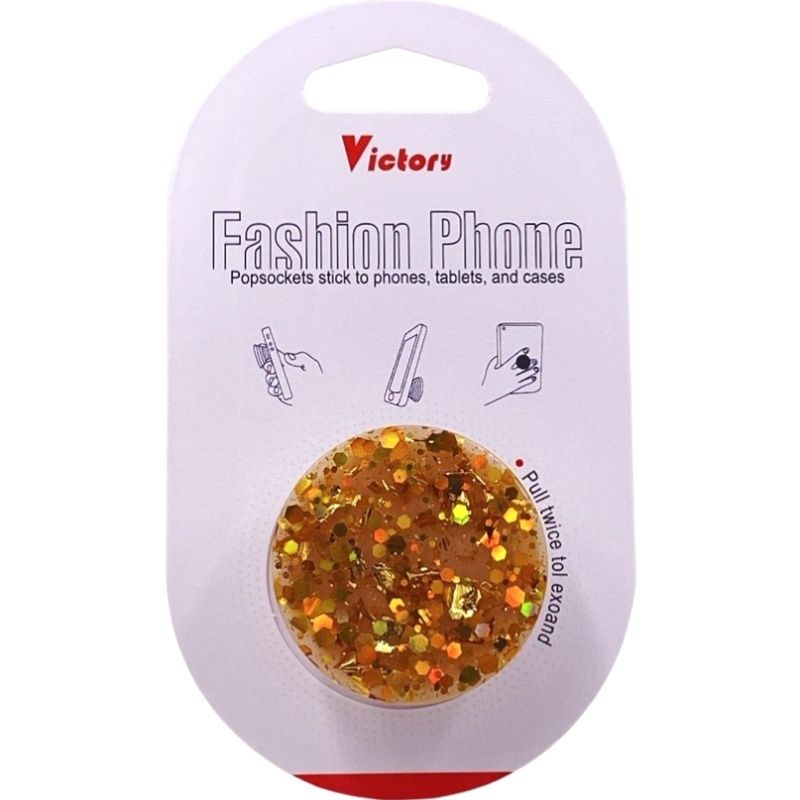 Suporte Pop Socket Brilho - Efeito Confete Dourado