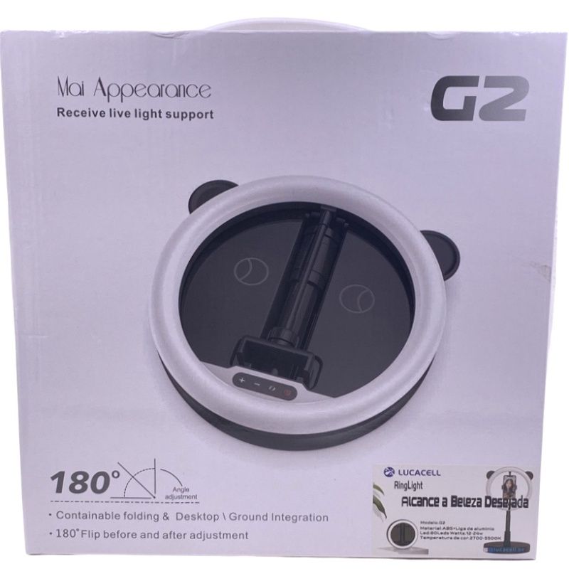 Ring Light Dobrável e Extensível G2 Mai Appearance Lucacell - Preto