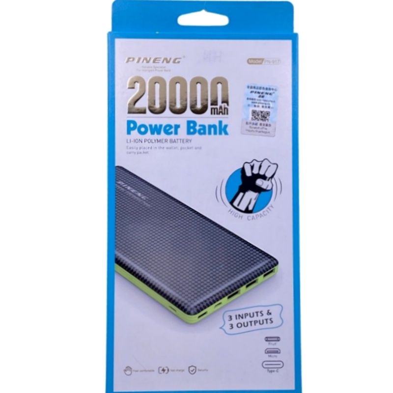 Bateria Extra Portátil Universal Power Bank Pineng QC 3.0 3 Usb - PN-962 - 20000mAh - Branco