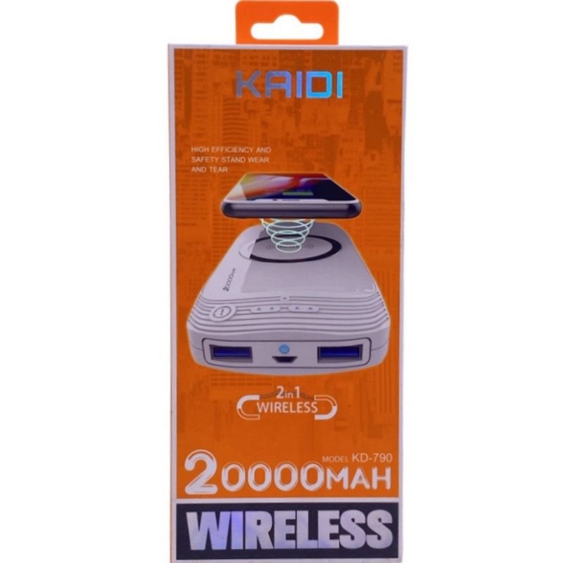 Carregador por Indução Usb Dual Kaidi - KD-790 - 20000mAh - Branco 