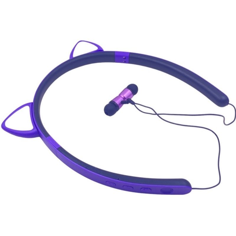 Fone de Ouvido Wireless Earphone H'Maston Cat Ear ZW-29 - Roxo