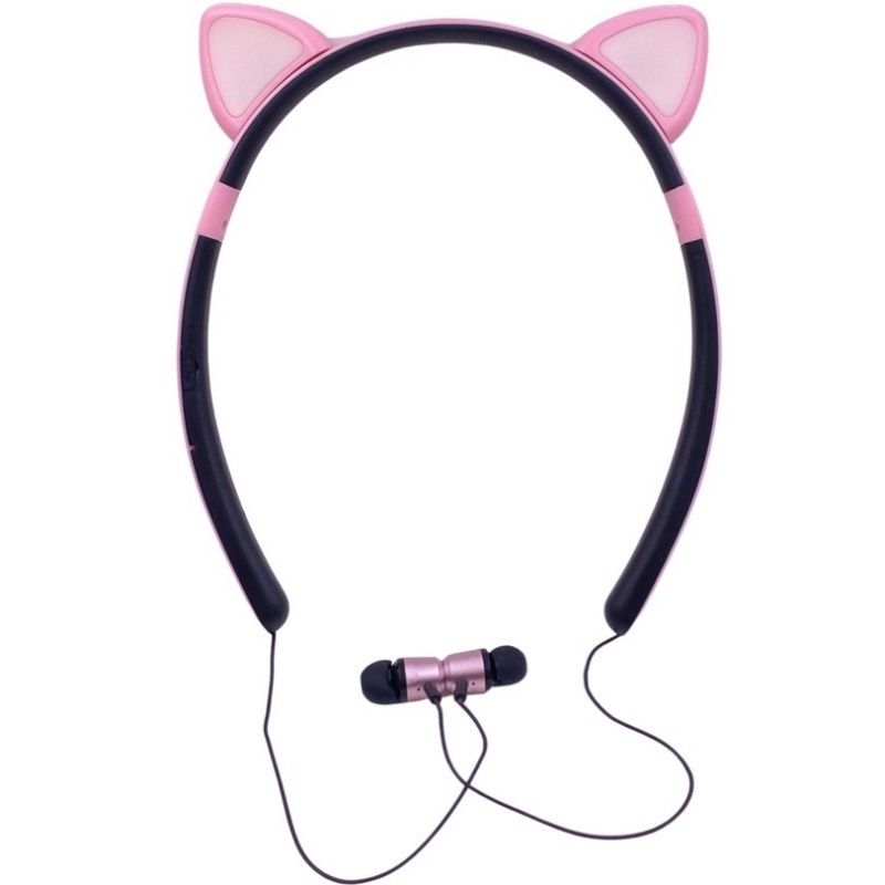 Fone de Ouvido Wireless Earphone H'Maston Cat Ear ZW-29 - Rosa