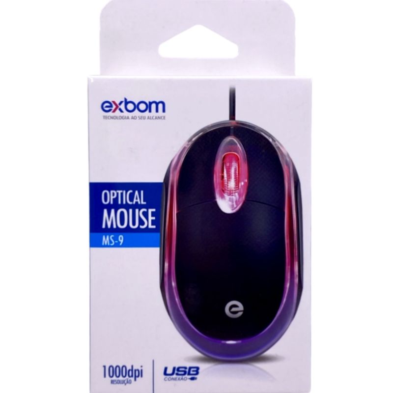 Mouse USB Óptico LED MS-9 - Preto