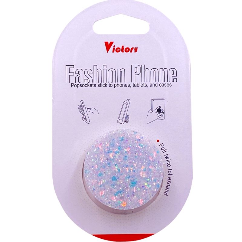 Suporte Pop Socket Brilho - Glitter Branco