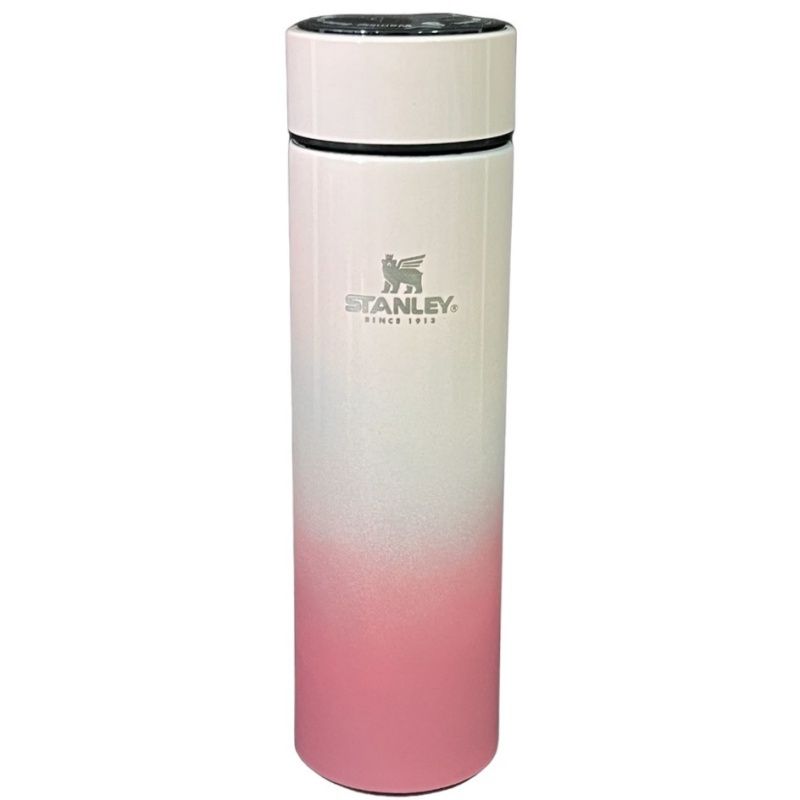 Garrafa Térmica 500ml T&Z c/ Sensor De Temperatura Em Led Touch - Rosa c/ Branco