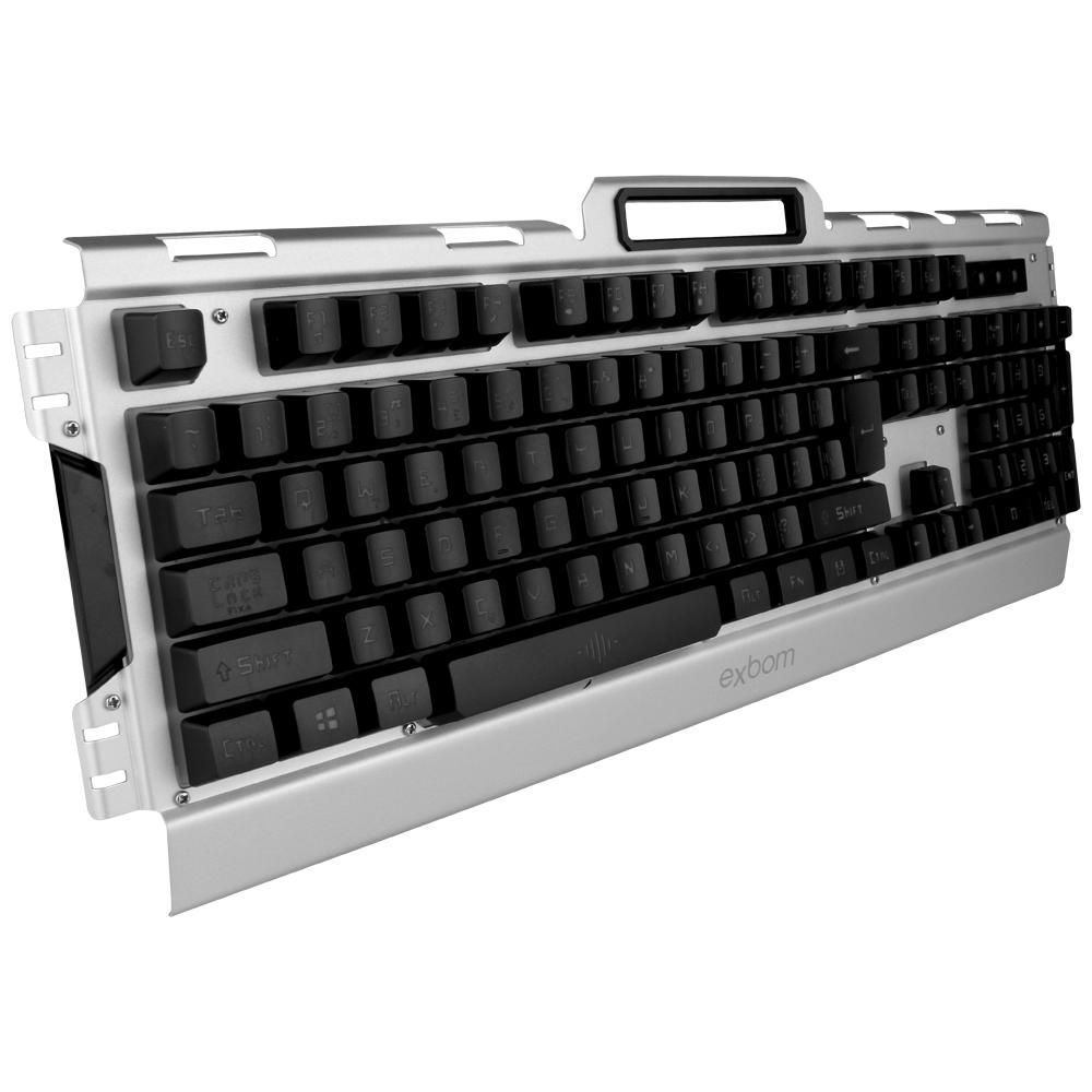 Kit Gamer - Teclado e Mouse c/ Led Exbom BK-G3000 - Prata