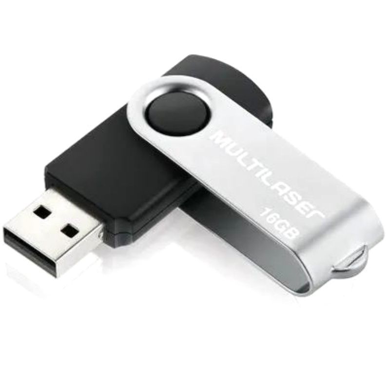 Pen Drive Multilaser 16GB - Preto com Prata