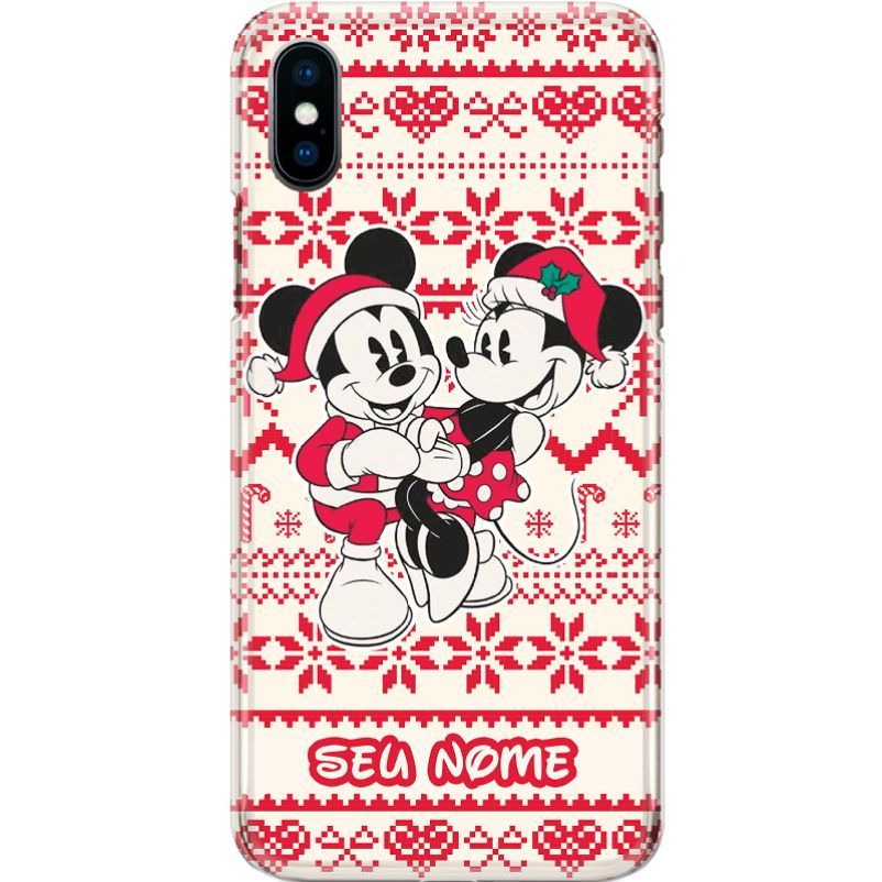 Capa Silicone NetCase Chapada Nome Coleção Disney - Étnica Natalina Mickey e Minnie 