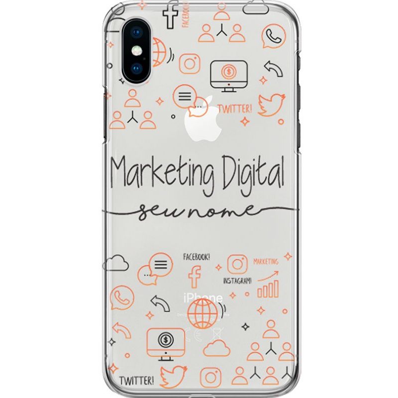 Capa Silicone NetCase Transparente Nome Profissão Marketing Digital