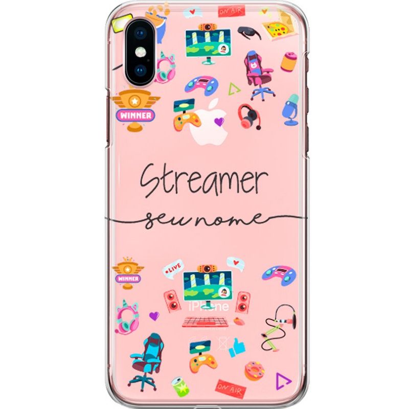 Capa Silicone NetCase Transparente Nome Profissão Streamer