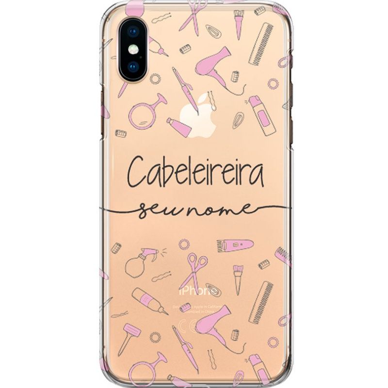 Capa Silicone NetCase Transparente Nome Profissão Cabeleireira