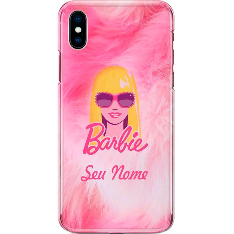 Capa Silicone NetCase Chapada Nome Coleção Barbie - Efeito Veludo Rosa