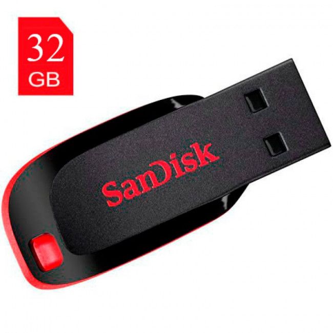 Pen Drive SanDisk 32GB - 1°LINHA - Preto com Vermelho
