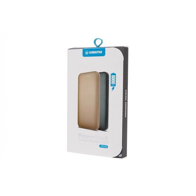 Bateria Extra Port til Universal Power Bank Slim Kimaster Dual Usb PN168 8000mAh Grafite