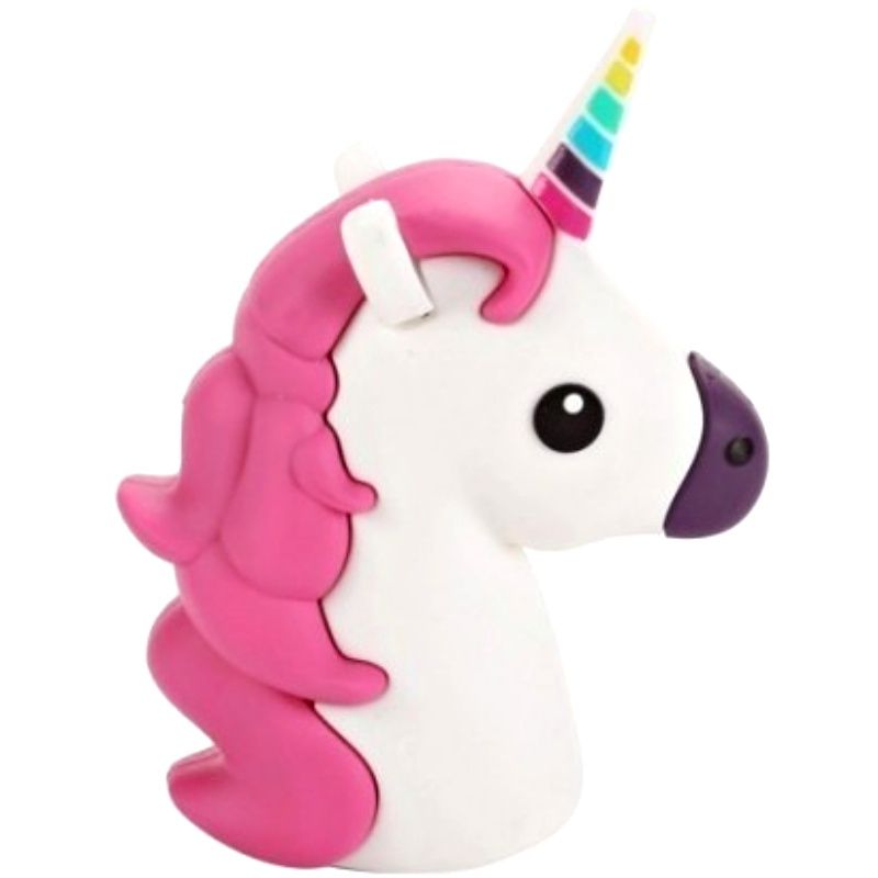 Bateria Extra Portátil Universal Power Bank Unicórnio Usb - 12000mAh - Branco e Pink
