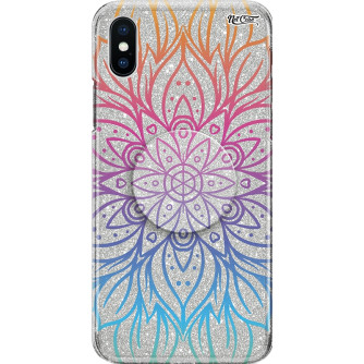 Capa Netcase Glitter + Pop 3in1 Prata - Flor de Lótus Corações