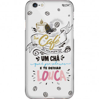 Capa Silicone NetCase Transparente 'Tem Café Mas Prefiro...'